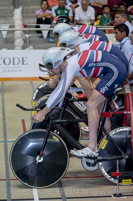 Great Britain line up for the team pursuit