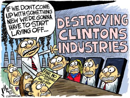 Political cartoon U.S. Destroying Hillary Clinton layoffs