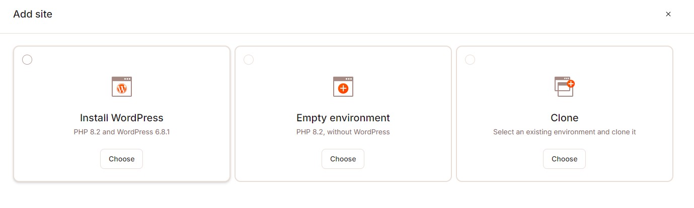 An image of the UI for adding a website at Kinsta