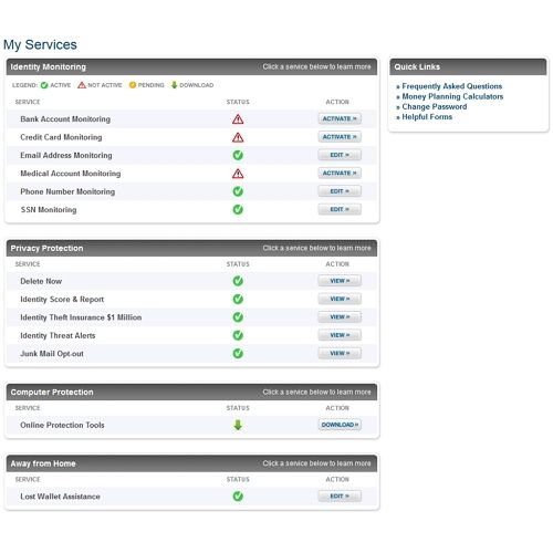 SmarterPrivacy image: This service concentrates primarily on monitoring your financial information, from bank account numbers to medical account numbers.