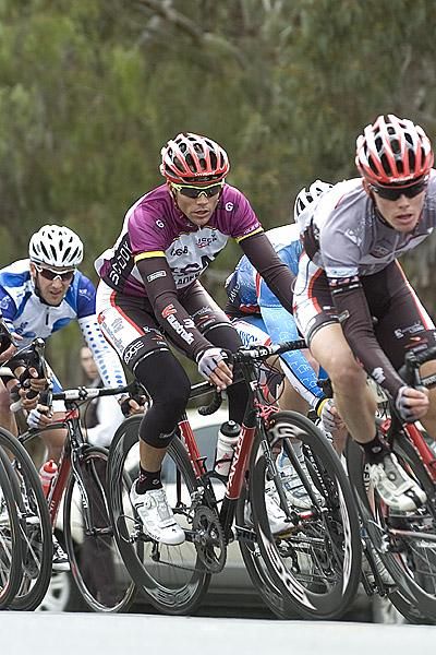 Purple power: Jonathan Cantwell continues his great USA form with the tour leader's jersey of the Tour of the Murray River in Echuca.