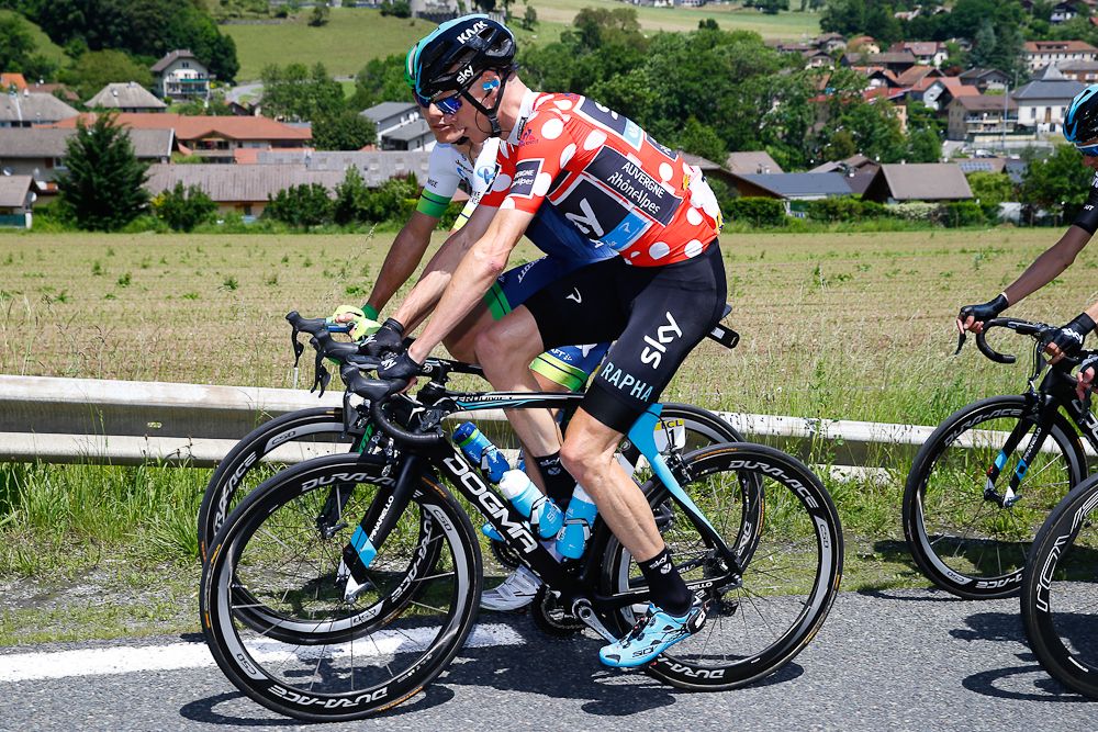 Chris Froome rides in the peloton during stage 1.