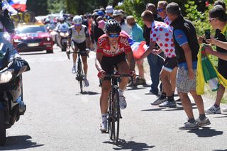 Thomas De Gendt (Lotto Soudal) starts to power away from Serge Pauwels (Dimension Data) on Mont Ventoux