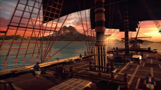 Assassin's Creed Pirate screenshot showing a crew on board a wooden ship