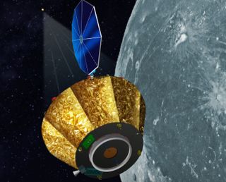 An artist's rendition of the Lunar Occultation Explorer (LOX) spacecraft, a proposed mission for NASA's Medium-class Explorer (MIDEX) program. 