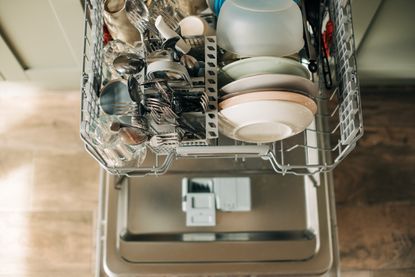 The top drawer of one of the best dishwashers with clean dishes