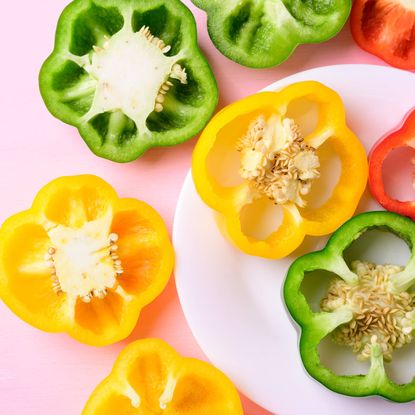 Slices of bell peppers with seeds