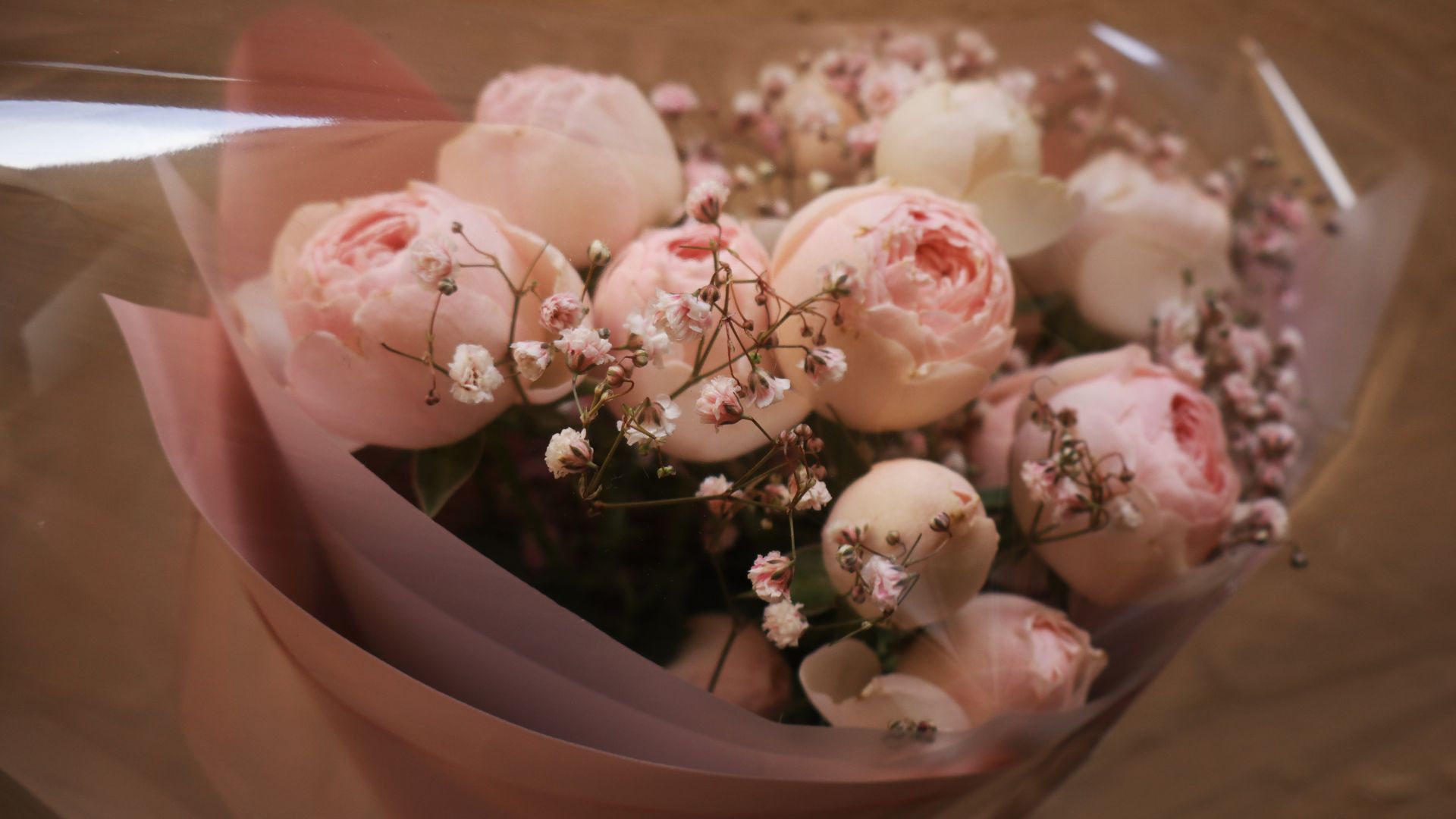 picture of bouquet of peonies in wrapping