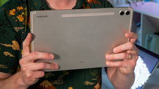 The metal back of the Samsung Galaxy Tab S9 Ultra
