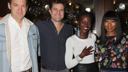 Anthony Edwards, Joshua Jackson, Lupita Nyong'o and Angela Bassett pose backstage at the new revival of the play "Children of a Lesser God" on Broadway at Studio 54 Theatre