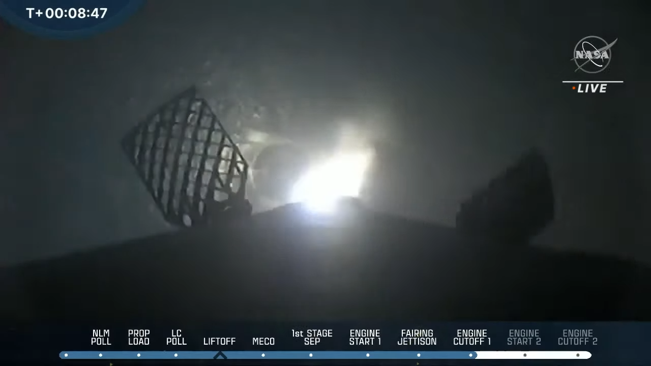 A screenshot from NASA TV's webcast of the launch of the agency's Double Asteroid Redirection Test.