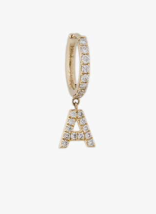 Jacquie Aiche Pavé Letter Mini Hoop