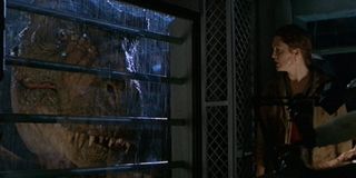 The Lost World: Jurassic Park Julianne Moore Sarah face to face with a T-Rex