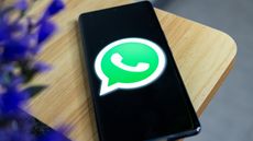 WhatsApp logo on a phone screen