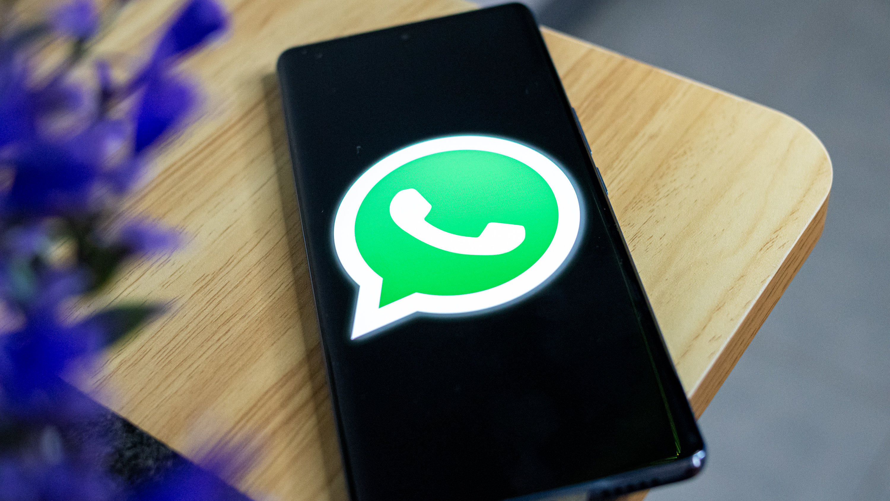 Logotipo do WhatsApp na tela do telefone