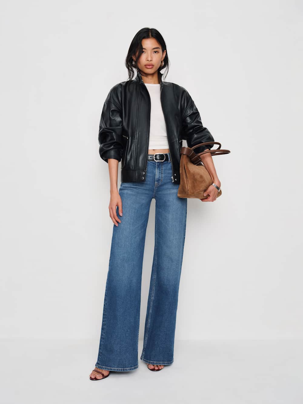 Greta Super Stretch Low Rise Wide Leg Jeans