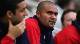 MIDDLESBROUGH, UNITED KINGDOM - FEBRUARY 09: Afonso Alves of Middlesbrough looks on from the bench during the Barclays Premier League match between Middlesbrough and Fulham at the Riverside Stadium on February 09, 2008 in Middlesbrough, England. (Photo by Matthew Lewis/Getty Images)