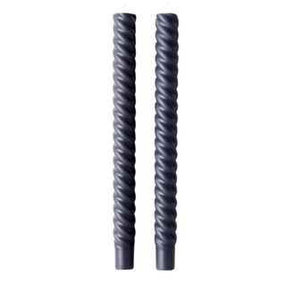 Navy Blue Twisted Taper Candles (Set of 2)