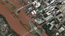 The GeoEye-1 satellite captured this image of flooding in New Brunswick, New Jersey, on Sept. 2, 2021.