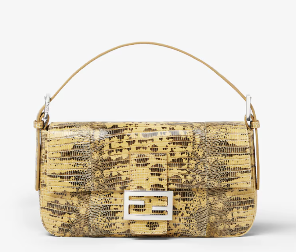 Fendi, Baguette Yellow Lizard-Leather Bag