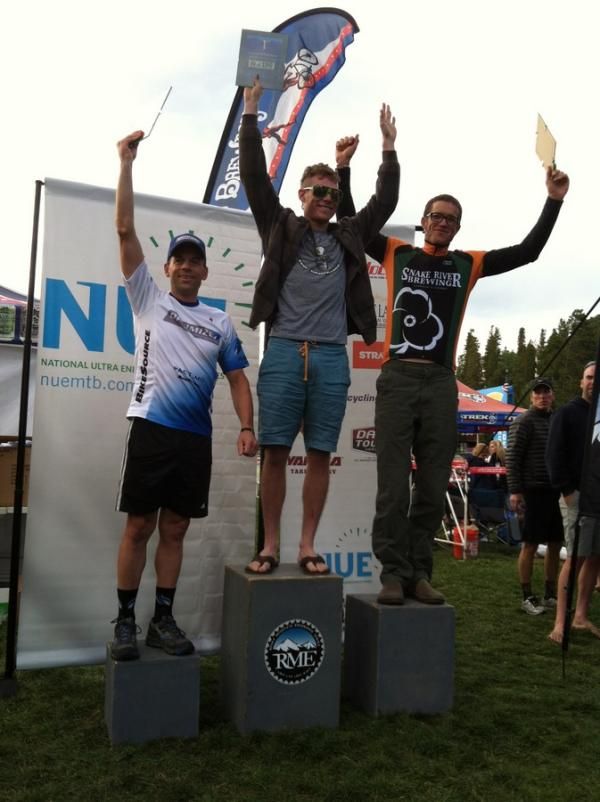 Singlespeed podium: Rob Lockey (OES/Bike Source), Cameron Chambers (Carmichael Training) and AJ Linnell (Fitzgerald's Bicycle)