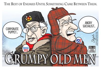 Political Cartoon U.S. Bernie Biden Grumpy Old Men socialist corporate