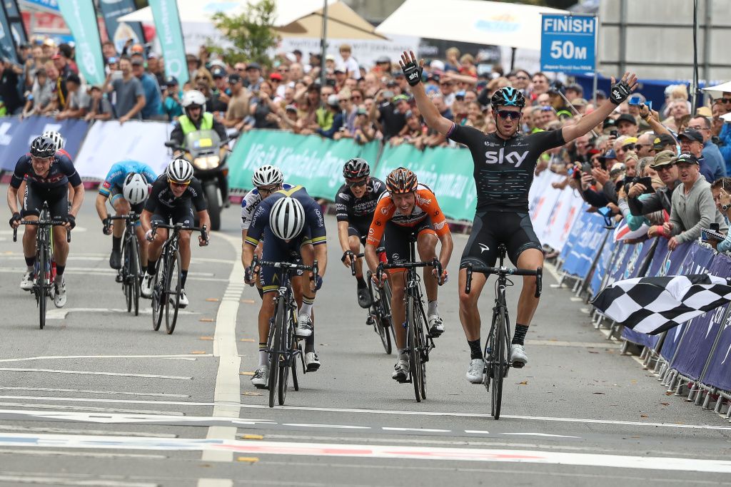 Ian Stannard (Team Sky) celebrates his stage 4 victory