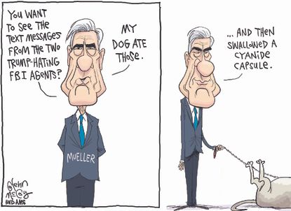 Political cartoon U.S. Mueller FBI texts Russia investigation