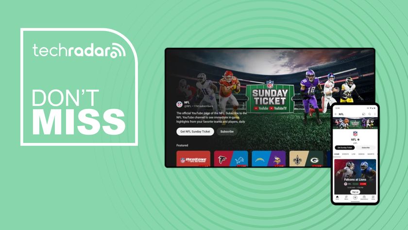 NFL Sunday ticket branded TV and Phone on green background with don&#039;t miss text overlay