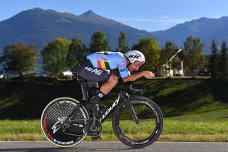 Victor Campenaerts (Belgium) en route to the bronze medal in the elite men's individual time trial at the 2018 World Championships in Innsbruck, Austria