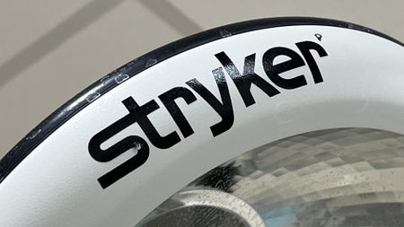 the Stryker logo on a medical light