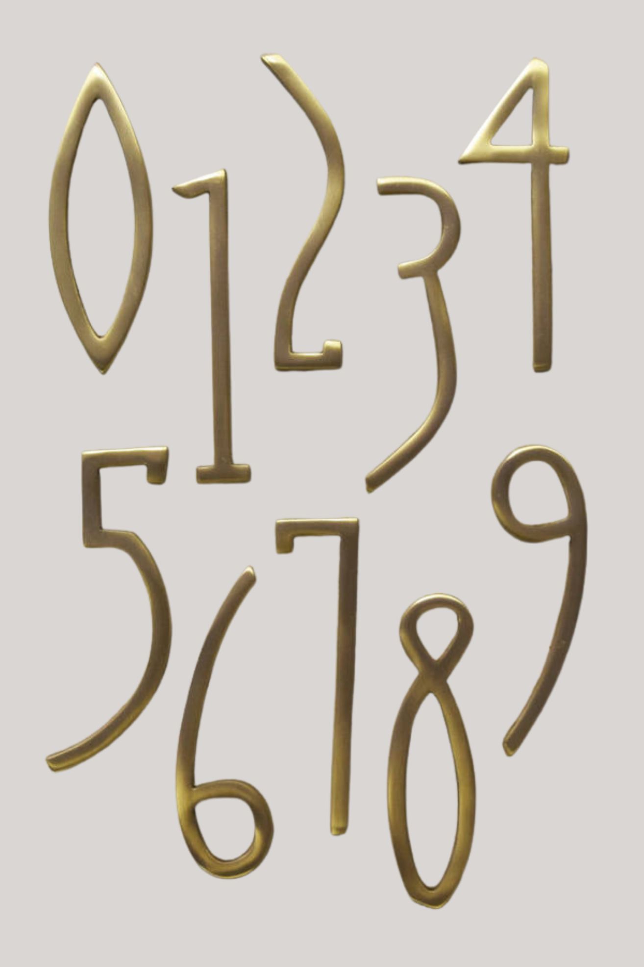 Pushka Home, Art Deco Solid Brass Gold House Door Numbers