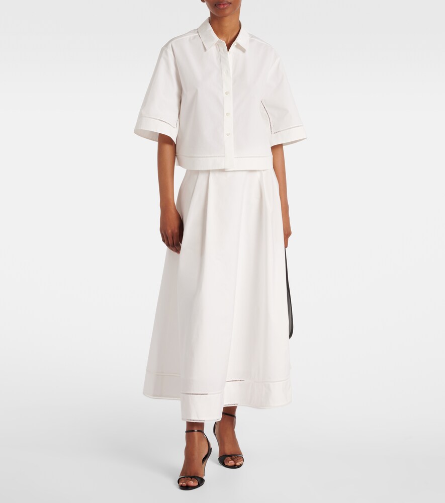 Embroidered Cotton Poplin Maxi Skirt