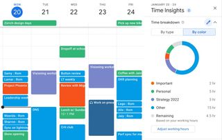 Google Calendar grid with different colors