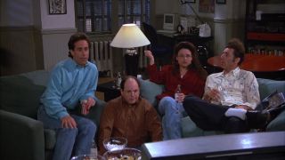 Seinfeld's Jerry, George, Elaine and Kramer watching TV