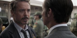 Robert Downey Jr. and John Slattery in Avengers: Endgame
