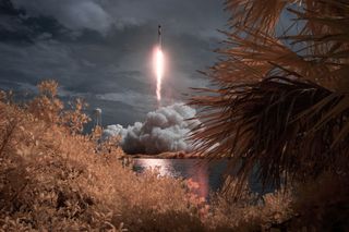 A SpaceX Falcon 9 rocket launches the Crew Dragon Demo-2 mission to the International Space Station with NASA astronauts Bob Behnken and Doug Hurley, on May 30, 2020, at NASA's Kennedy Space Center in Florida.