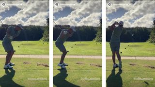 Screenshots of Collin Morikawa's golf swing from TaylorMade's Instagram
