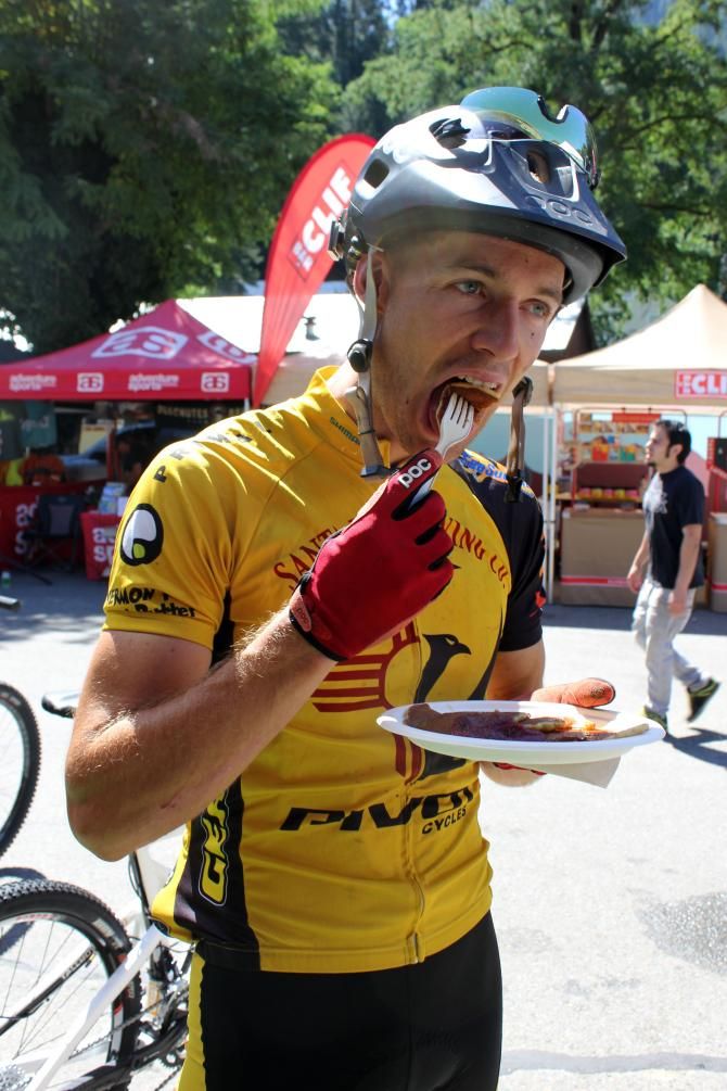 Post-Downieville pancakes for Macky Franklin