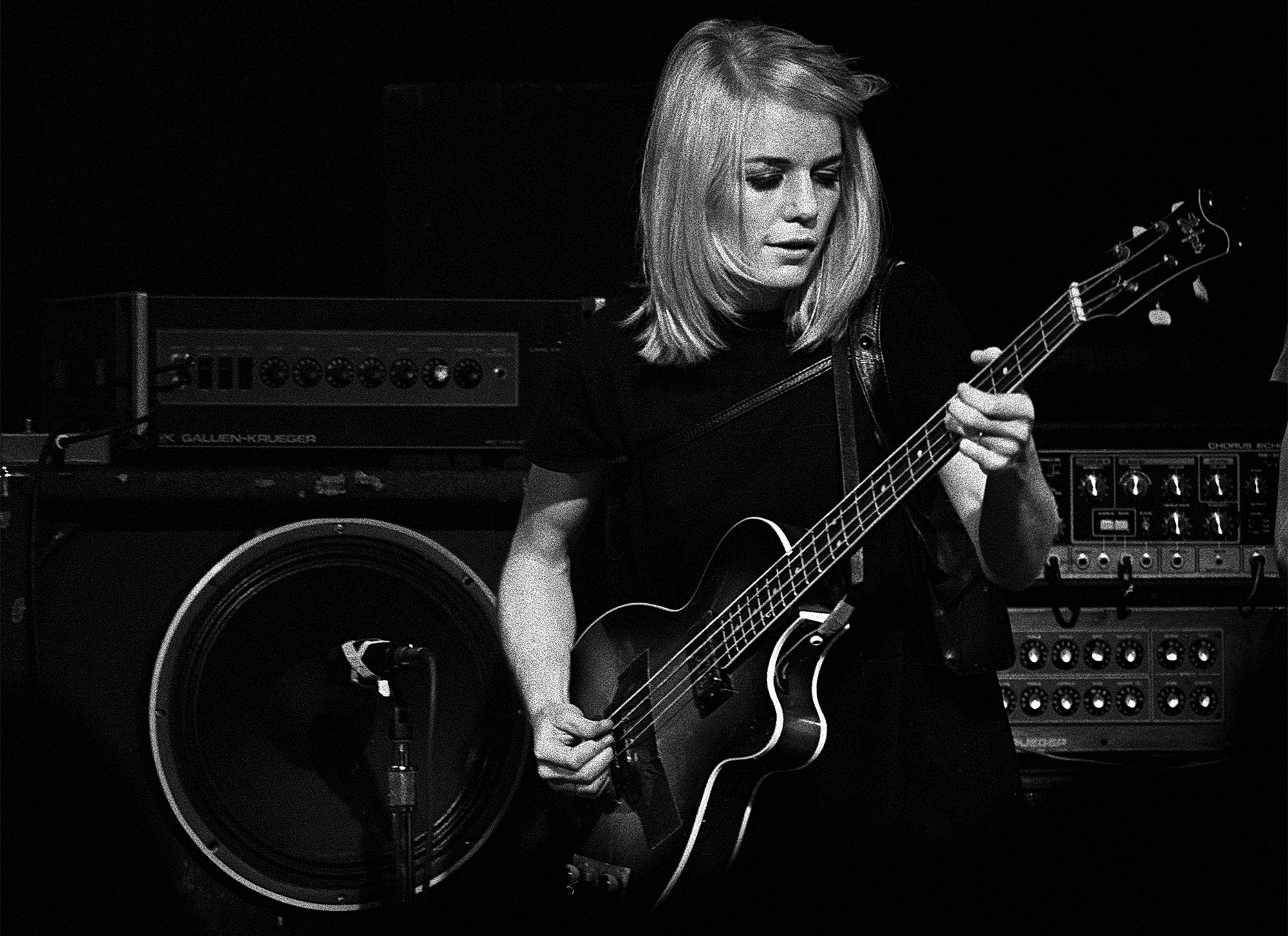 Tina Weymouth of Talking Heads performs at Agora Ballroom in Atlanta Georgia. November 18, 1980