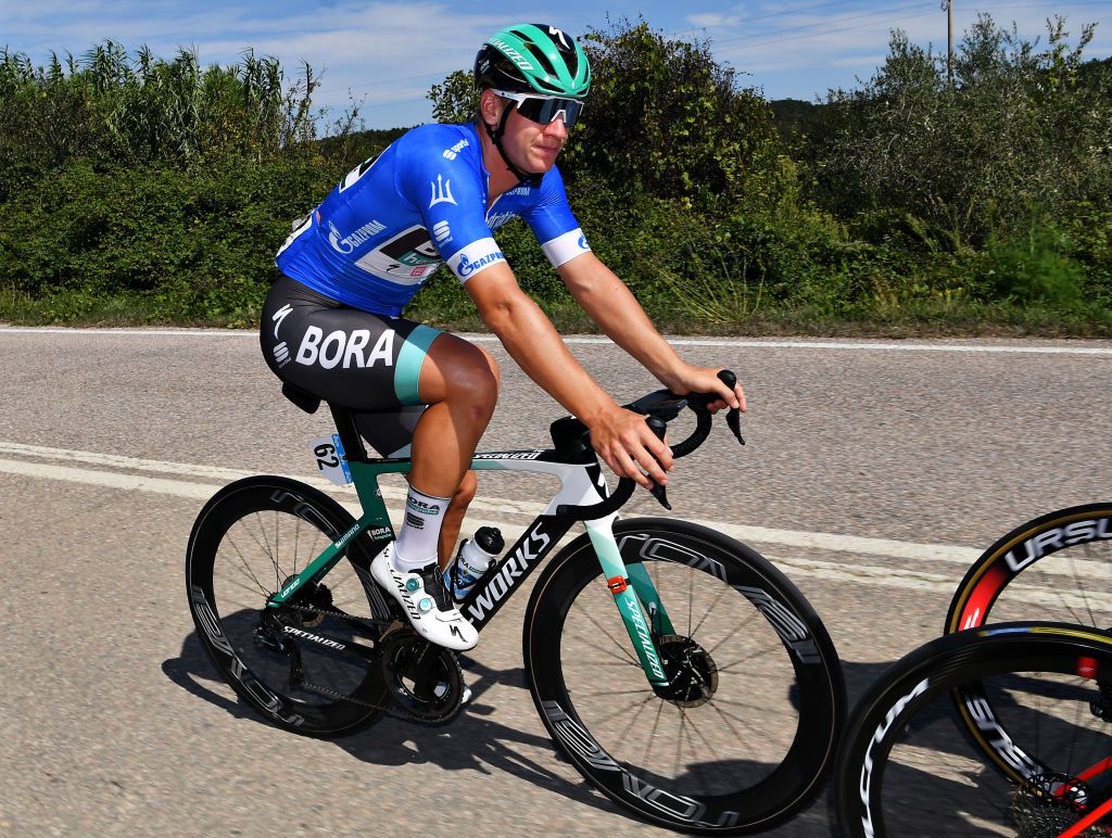 FOLLONICA ITALY SEPTEMBER 08 Pascal Ackermann of Germany and Team BoraHansgrohe Blue Leader Jersey during the 55th TirrenoAdriatico 2020 Stage 2 a 201km stage from Camaiore to Follonica TirrenAdriatico on September 08 2020 in Follonica Italy Photo by Justin SetterfieldGetty Images
