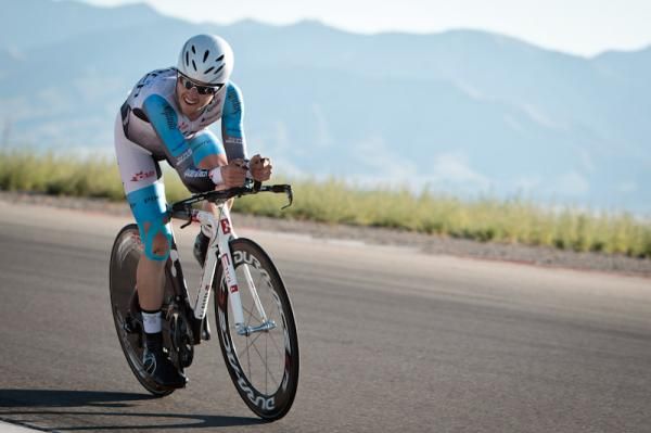 Lucas Euser (Spidertech) leans through one of the many turns on the track.