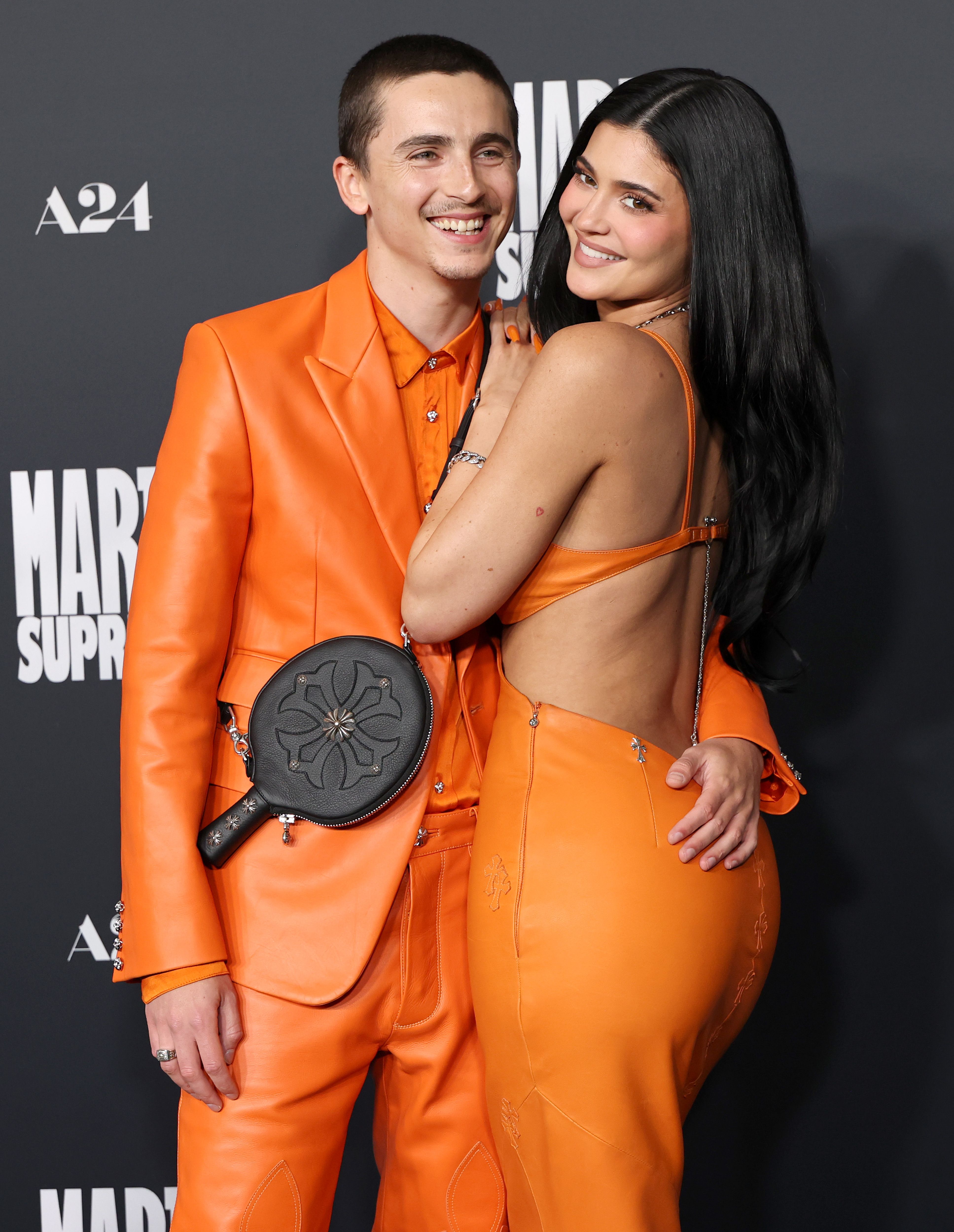 BEVERLY HILLS, CALIFORNIA - DECEMBER 08: (L-R) Timoth&amp;eacute;e Chalamet and Kylie Jenner attend the Los Angeles premiere of A24&amp;amp;apos;s "Marty Supreme" at Samuel Goldwyn Theater on December 08, 2025 in Beverly Hills, California. (Photo by Monica Schipper/Getty Images)