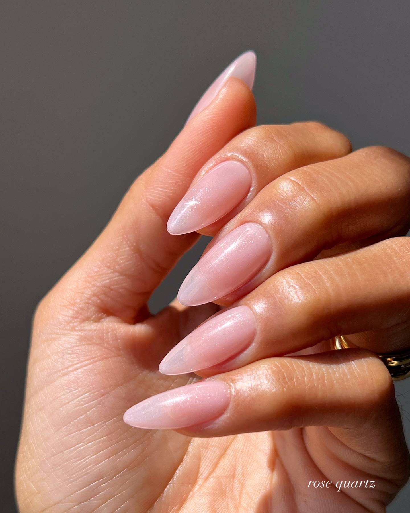 @overglowedit shimmery baby pink nails