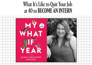 A copy of the cover of the book "My What If Year" next to a headshot of the author