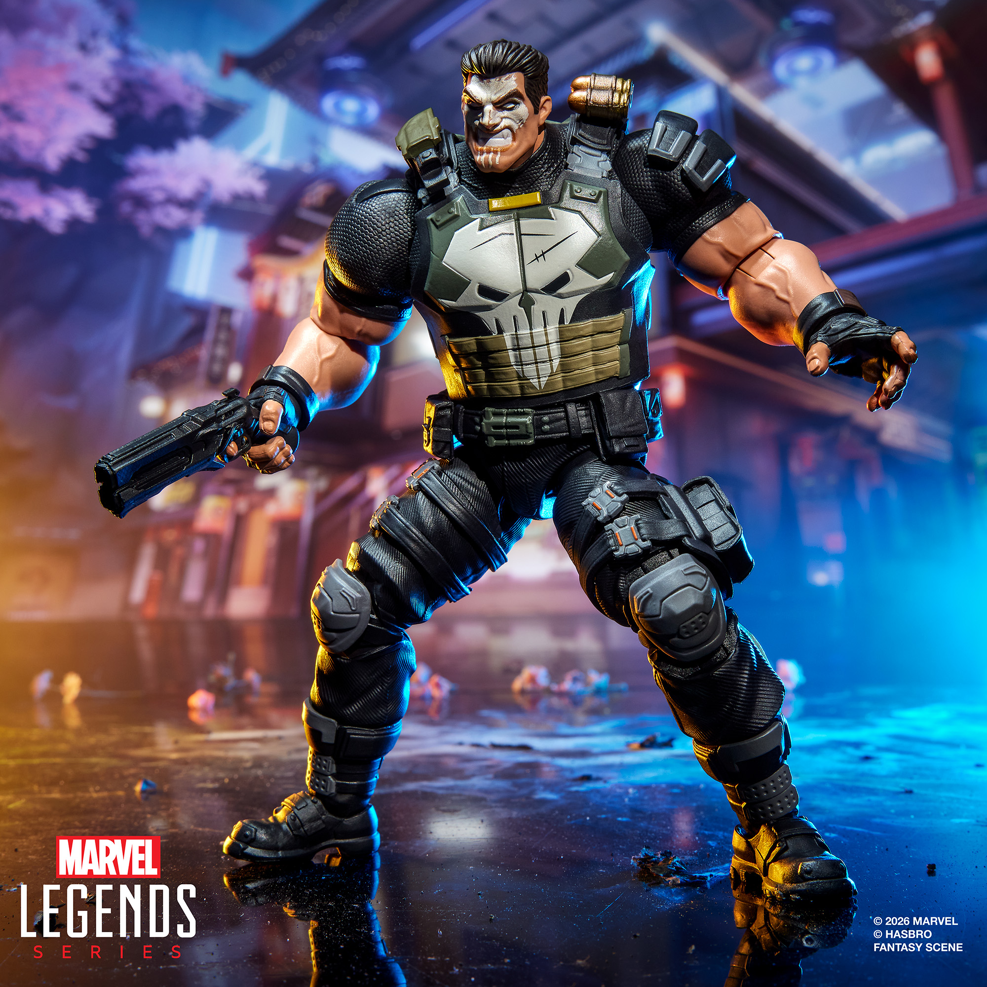Marvel Rivals Punisher action figure posed against a colorful background