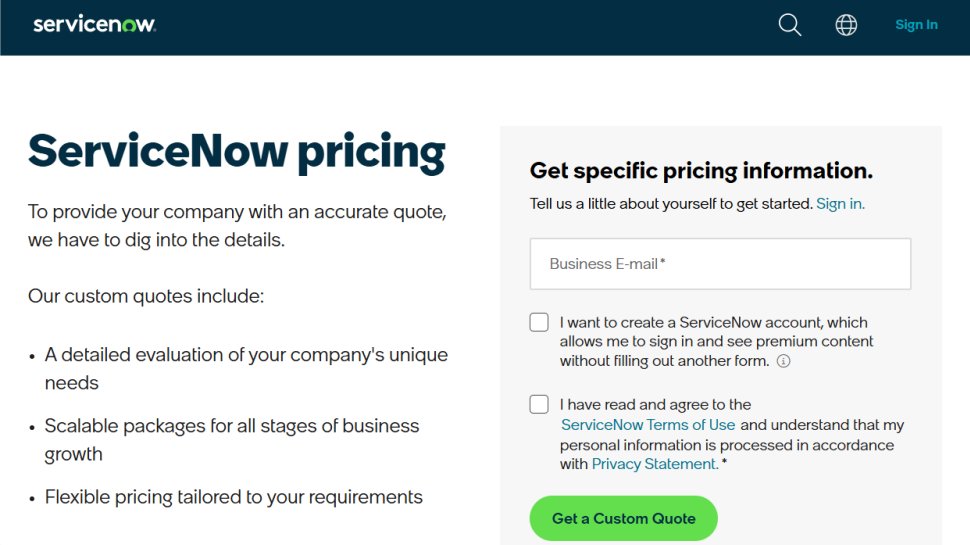 ServiceNow website screenshot (October 2025).