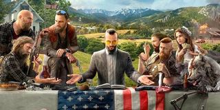 A table filled with baddies in Far Cry 5.