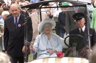 The Queen Mother Touring The Sandringham Flower Show In Her Golf Buggy