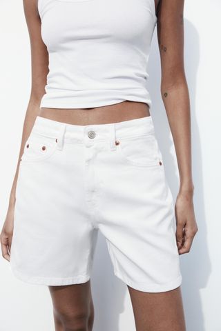 Zara, Mid-Rise Denim Shorts